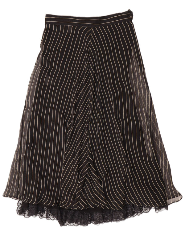 Alberta Ferretti Womens A-Line Skirt UK 12 Medium W28  Black Striped Silk
