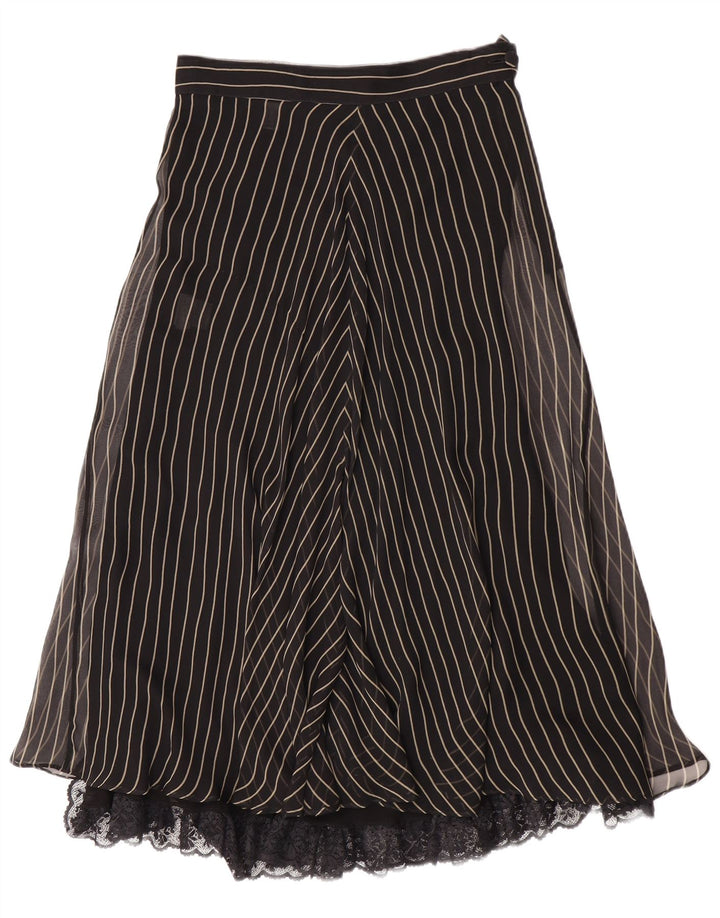 Alberta Ferretti Womens A-Line Skirt UK 12 Medium W28  Black Striped Silk
