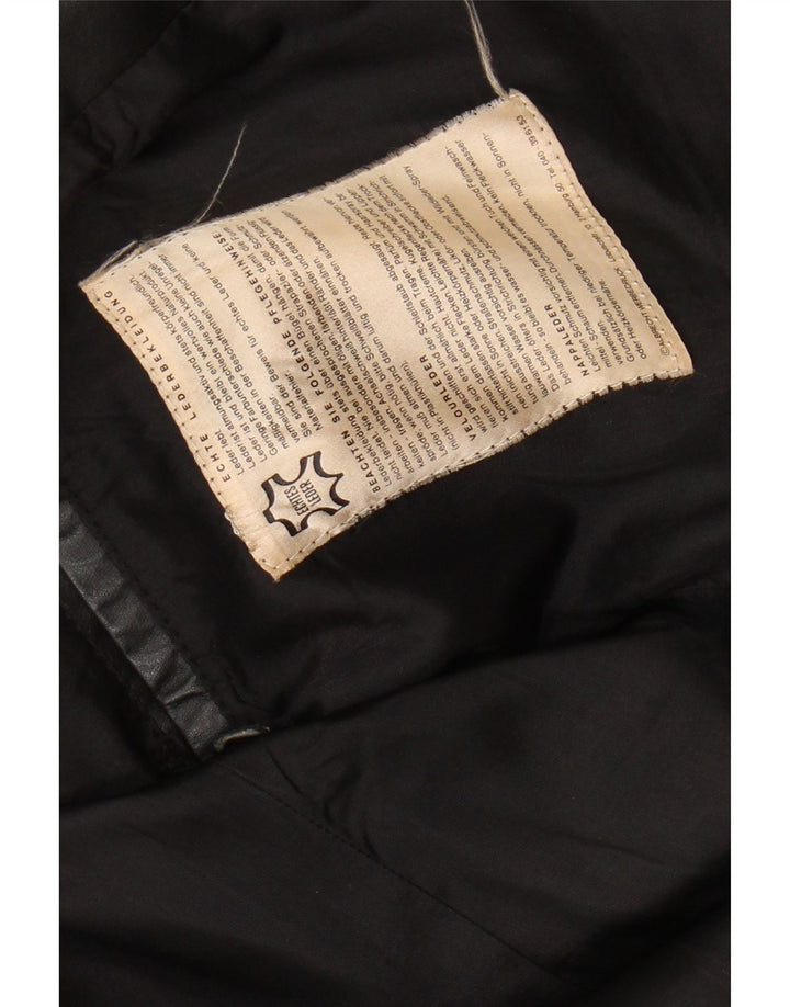 VINTAGE Womens Leather Jacket UK 16 Large Black Leather