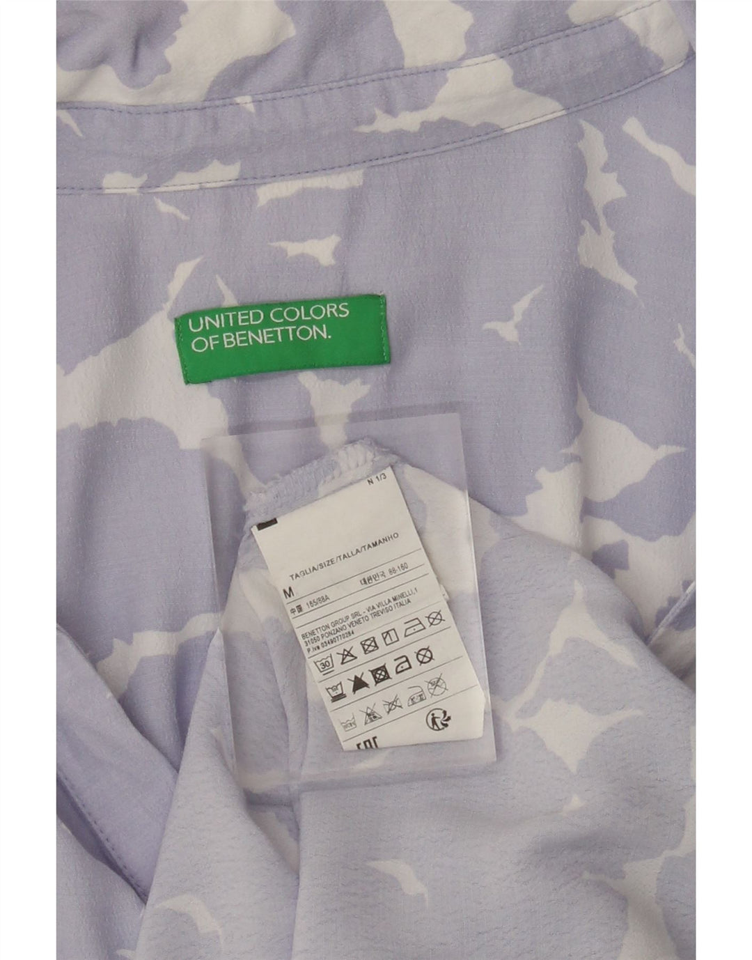 BENETTON Womens Shirt UK 14 Medium Purple Floral Viscose