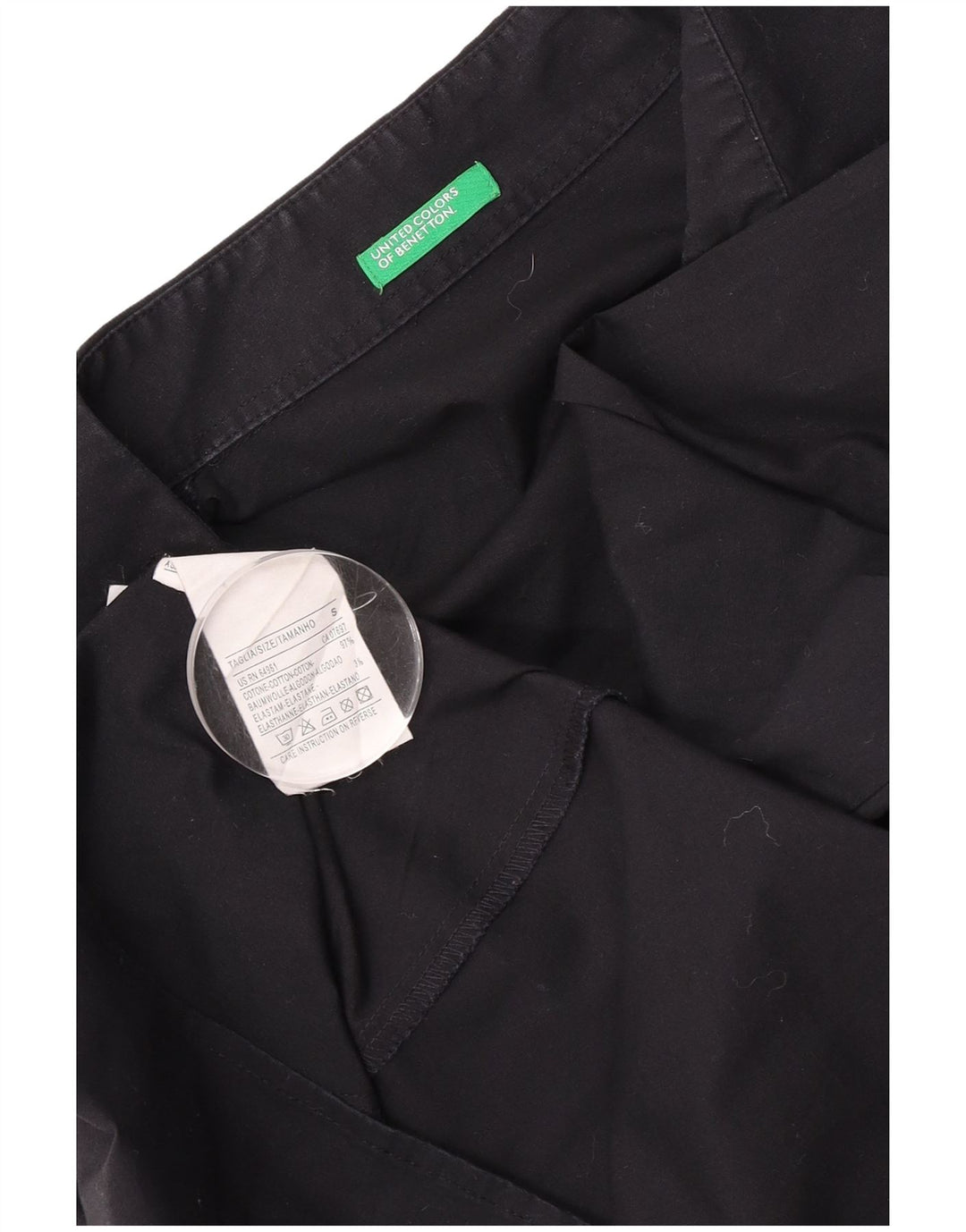 Benetton Womens Pullover Shirt UK 10 Small Black Cotton