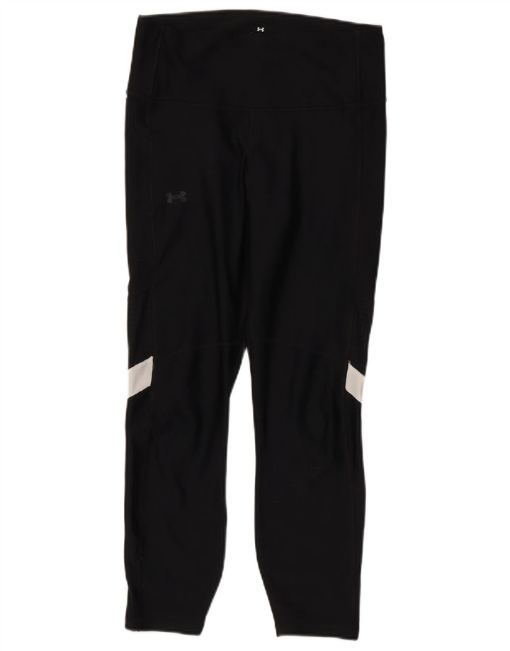 Under Armour Womens Crop Leggings UK 12 Medium  Black Colourblock Polyester