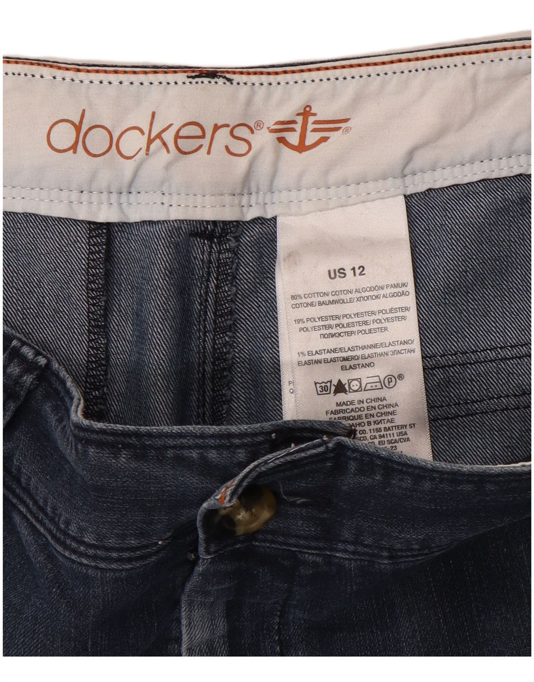 Dockers Womens Denim Shorts US 12 Large W34 Navy Blue Cotton