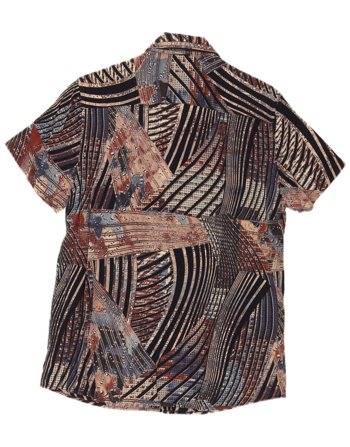 VINTAGE Mens Short Sleeve Shirt Small Multicoloured Striped