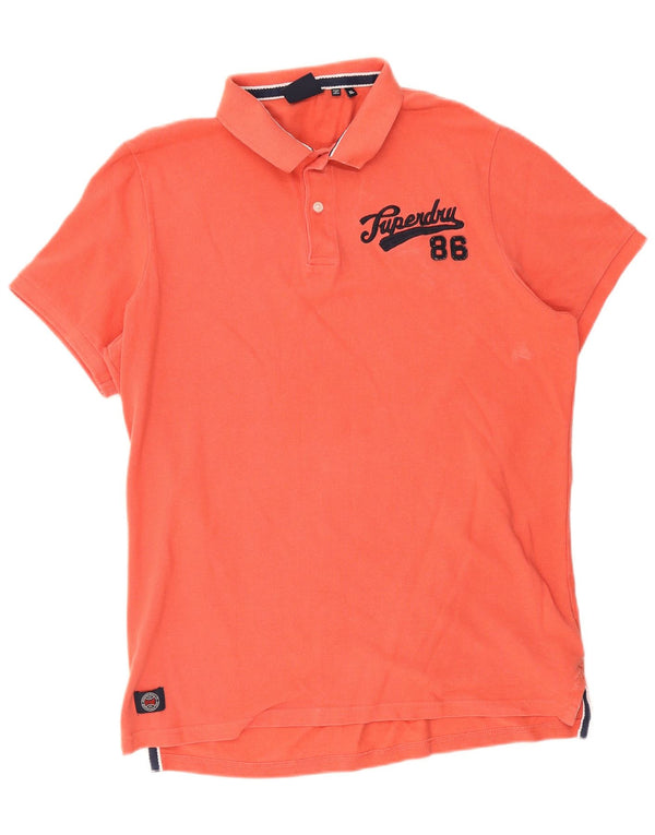 Superdry Mens Polo Shirt XL Orange Cotton