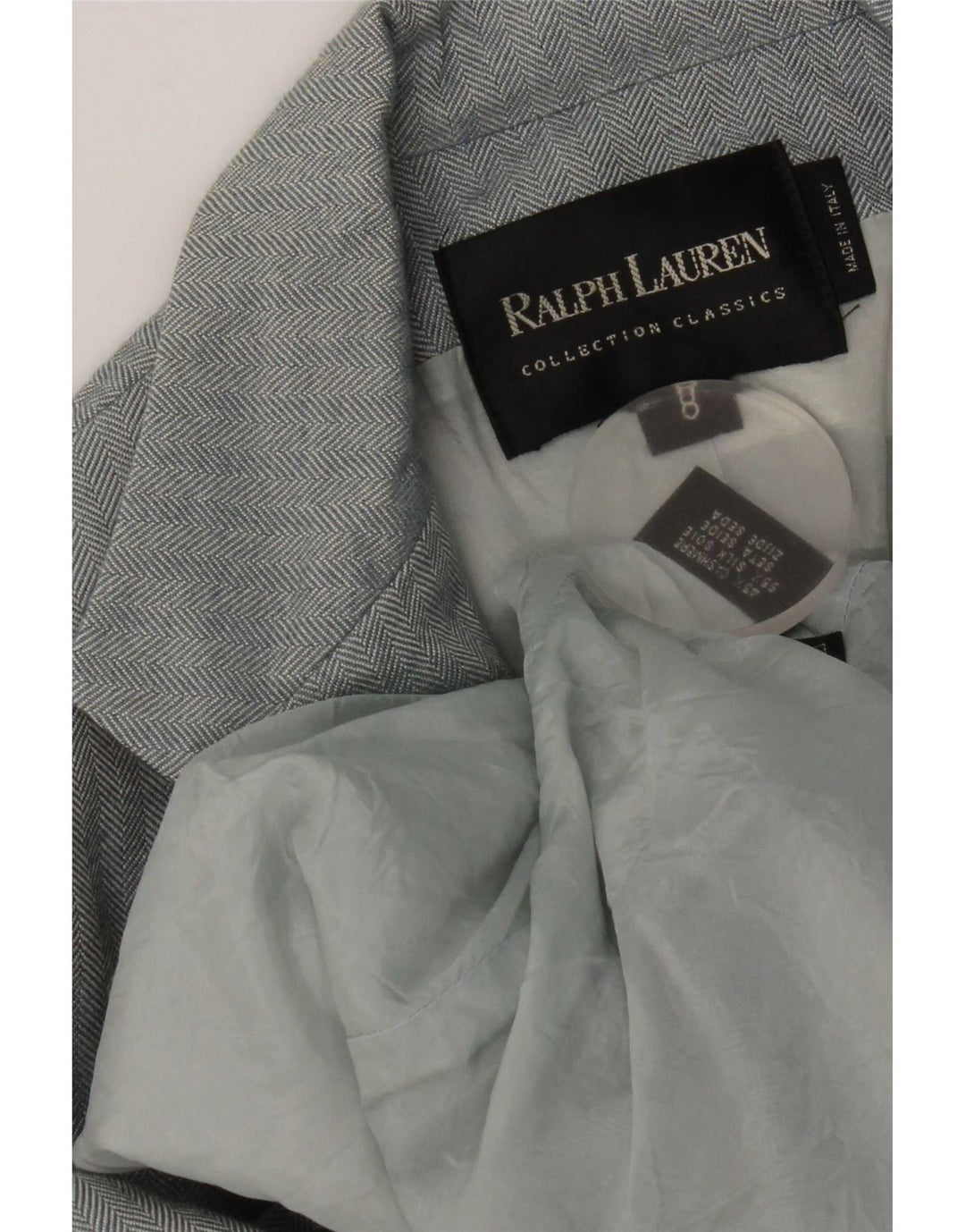Ralph Lauren Womens 3 Button Blazer Jacket US 8 Medium Blue Herringbone