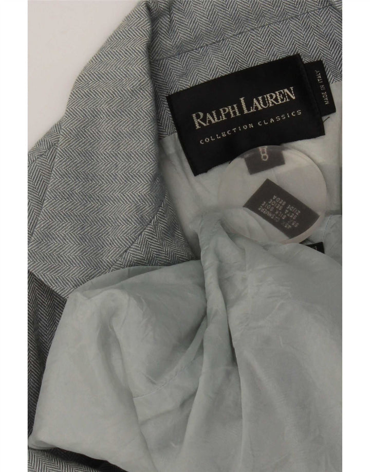 Ralph Lauren Womens 3 Button Blazer Jacket US 8 Medium Blue Herringbone