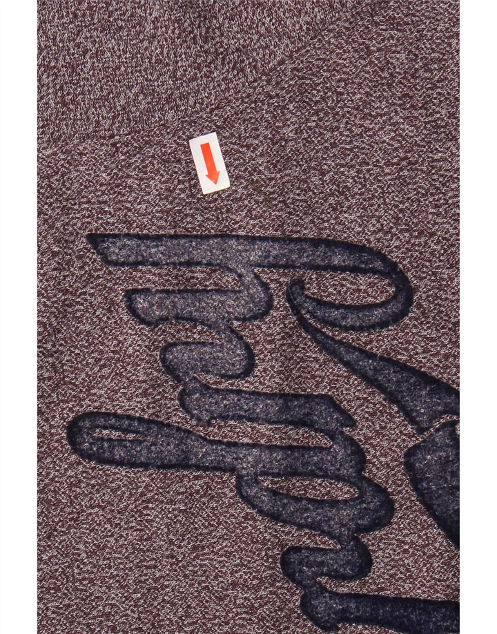 SUPERDRY Mens Graphic T-Shirt Top Large Burgundy Flecked Cotton