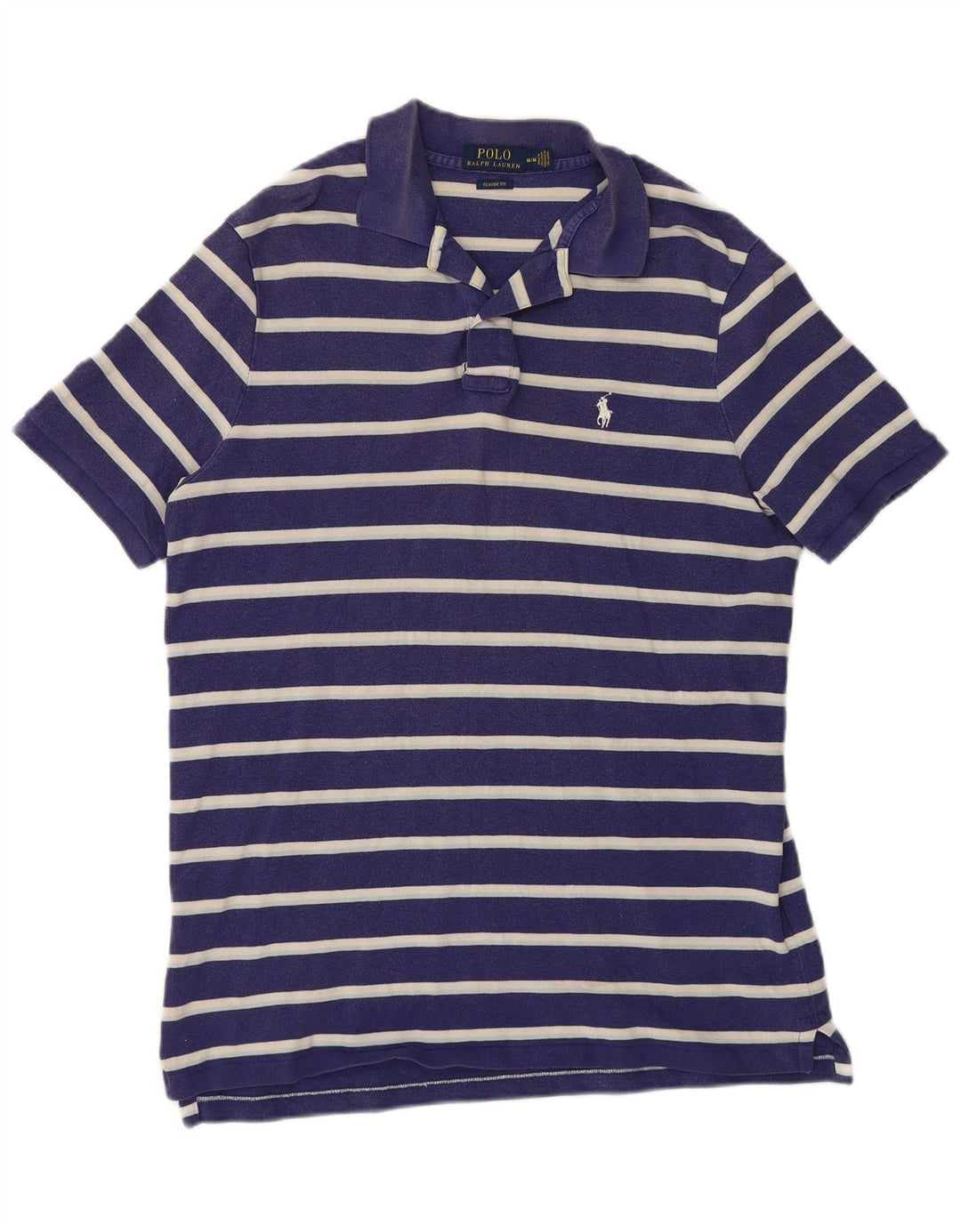 POLO RALPH LAUREN Mens Classic Fit Polo Shirt Medium Navy Blue Striped