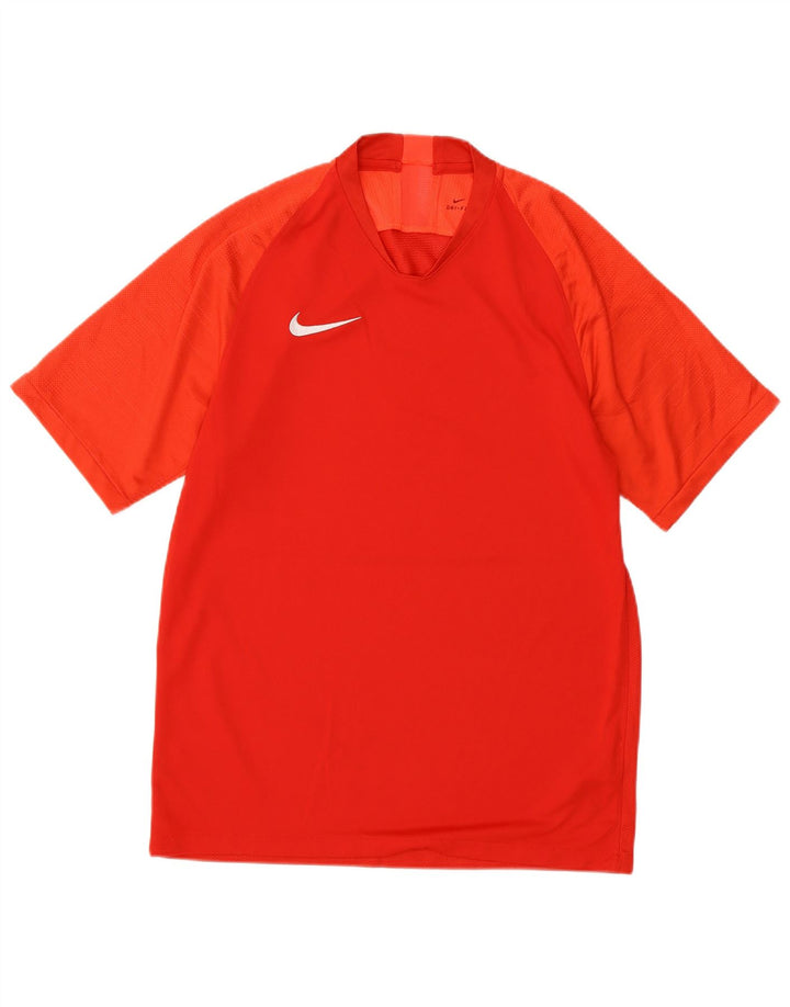 Nike Mens Dri Fit T-Shirt Top Medium Red Colourblock Polyester