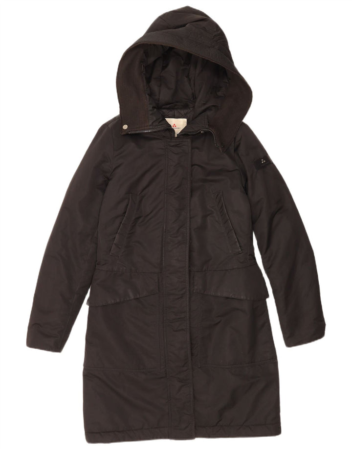 PEUTEREY Womens Hooded Padded Coat IT 42 Medium Black Polyester