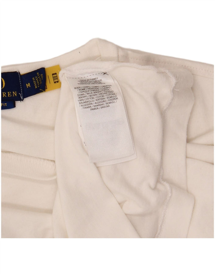 POLO RALPH LAUREN Mens Slim Fit Graphic T-Shirt Top Medium White Cotton