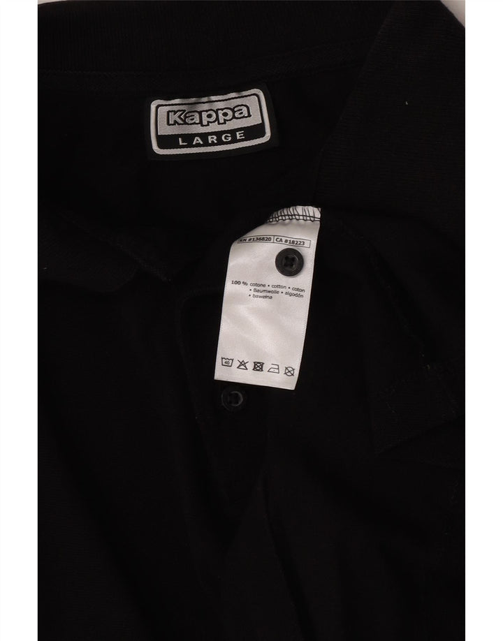 KAPPA Mens Polo Shirt Large Black Cotton