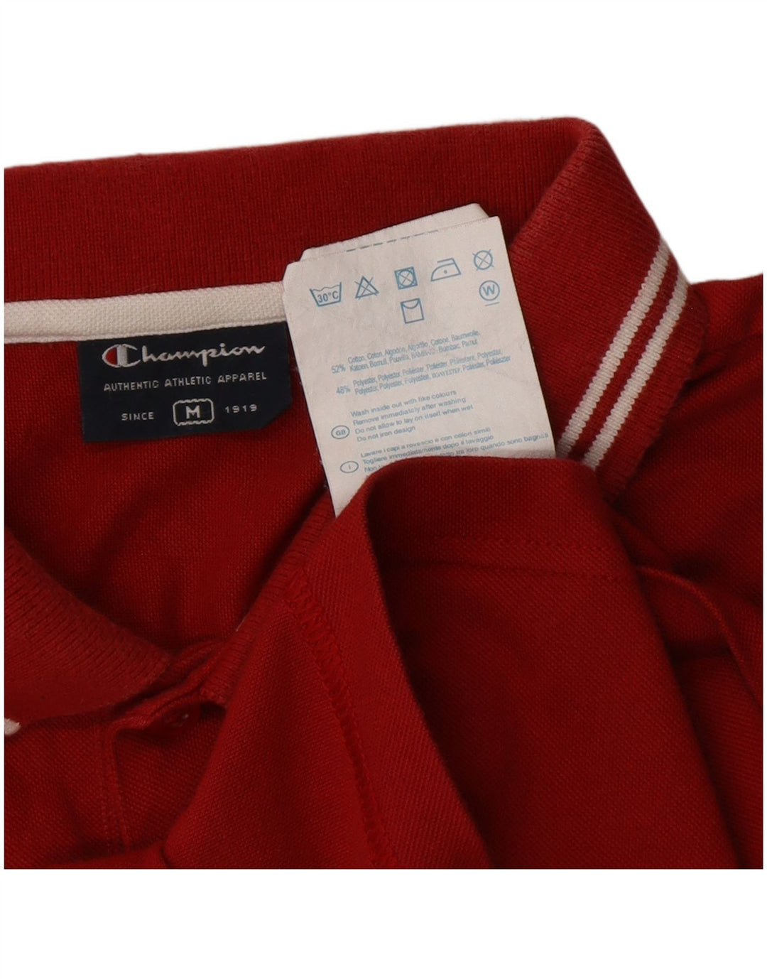 CHAMPION Mens Polo Shirt Medium Red Cotton