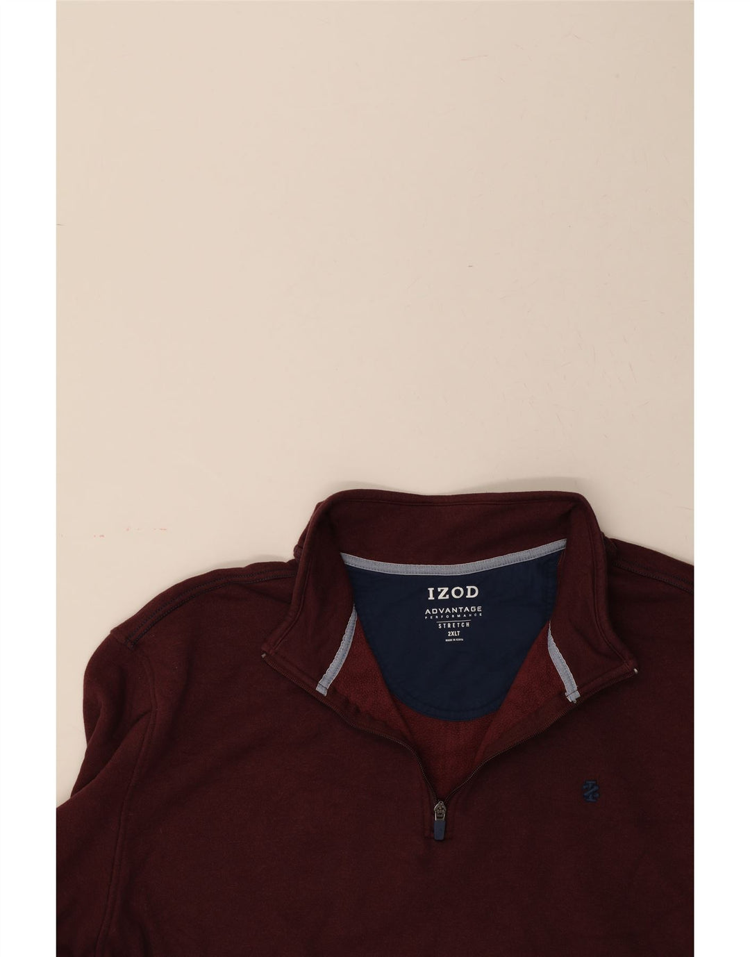 IZOD Mens Zip Neck Sweatshirt Jumper 2XL Burgundy Polyester Vintage Izod and Second-Hand Izod from Messina Hembry 