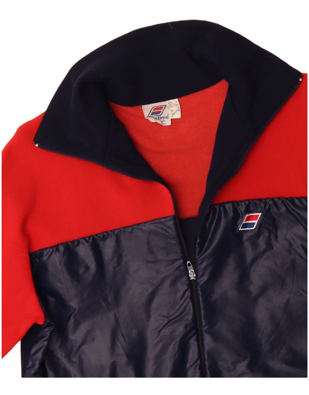 VINTAGE Mens Tracksuit Top Jacket UK 40 Medium Red Colourblock Polyamide