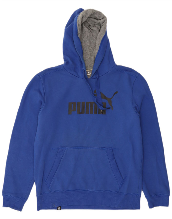 PUMA Mens Graphic Hoodie Jumper Small Blue Cotton