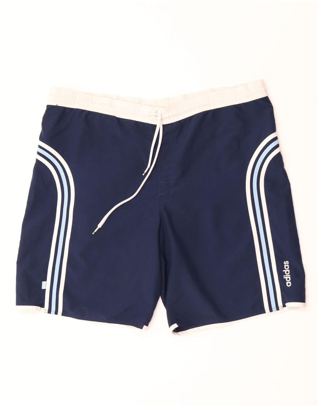 Adidas Mens Swimming Shorts Large  Navy Blue Striped Polyester