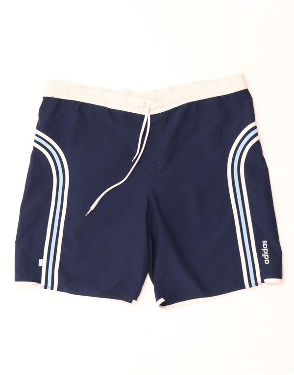 Adidas Mens Swimming Shorts Large  Navy Blue Striped Polyester