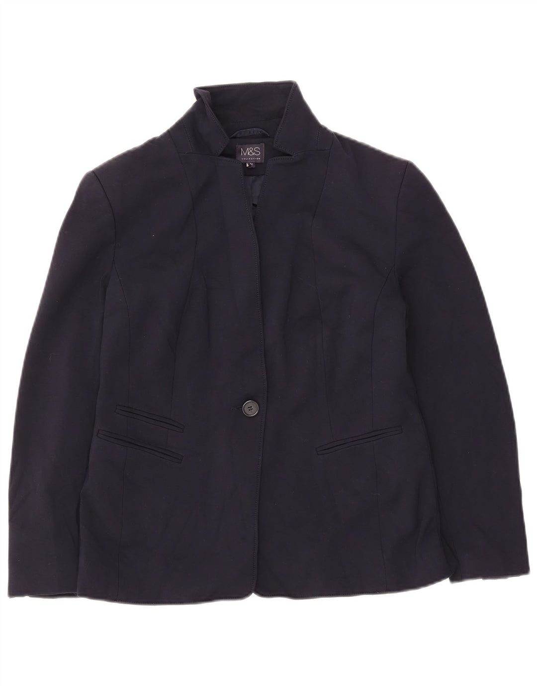Marks & Spencer Womens 1 Button Blazer Jacket UK 12 Medium Navy Blue
