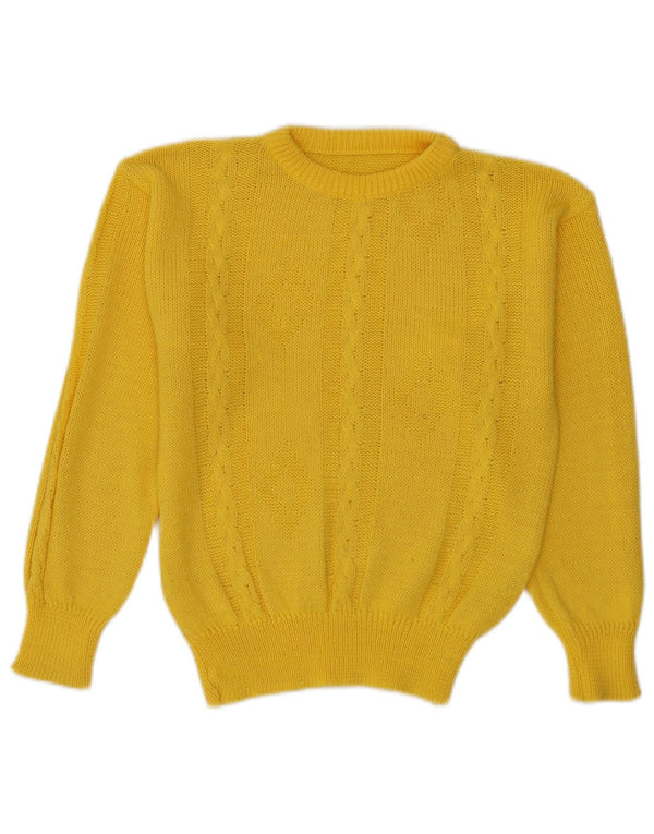 Vintage Womens Crew Neck Jumper Sweater UK 10 Small Yellow Cotton