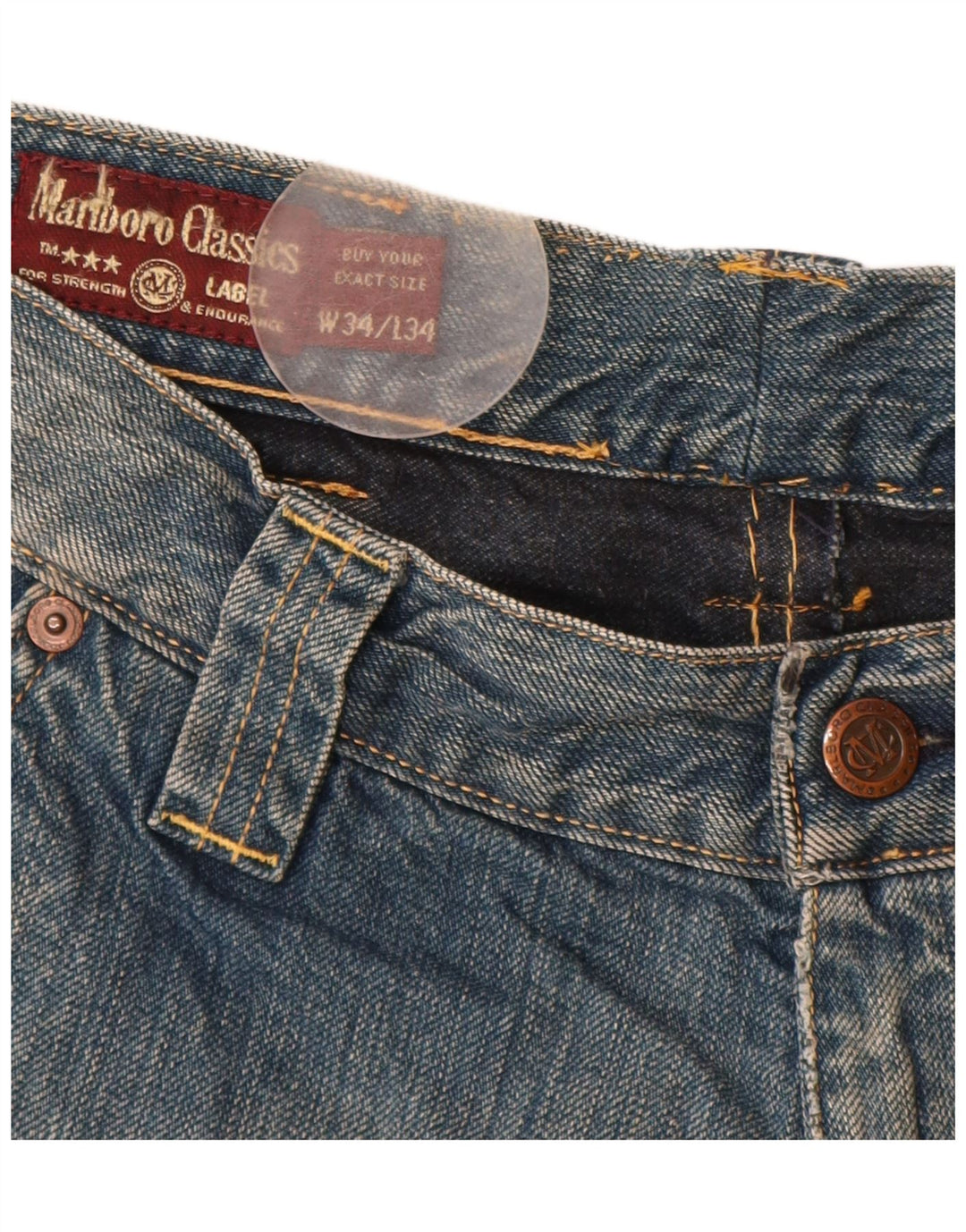 Marlboro Classics Mens Straight Jeans W34 L32 Blue Cotton