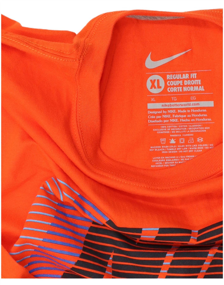 NIKE Mens Regular Fit Graphic T-Shirt Top XL Orange Cotton