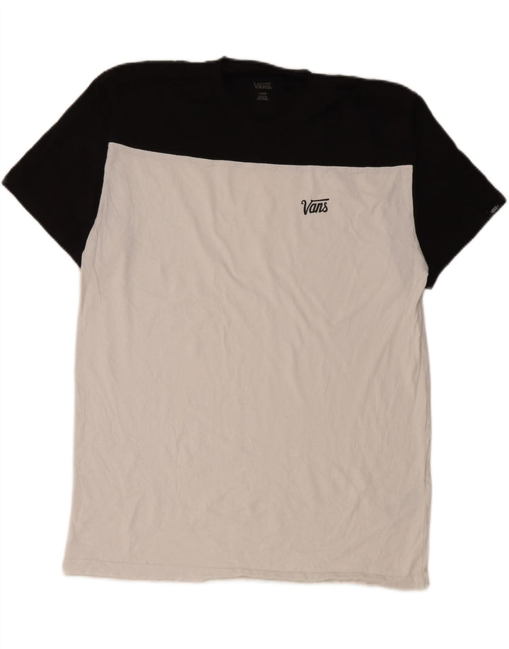 Vans Mens T-Shirt Top Large White Colourblock Cotton