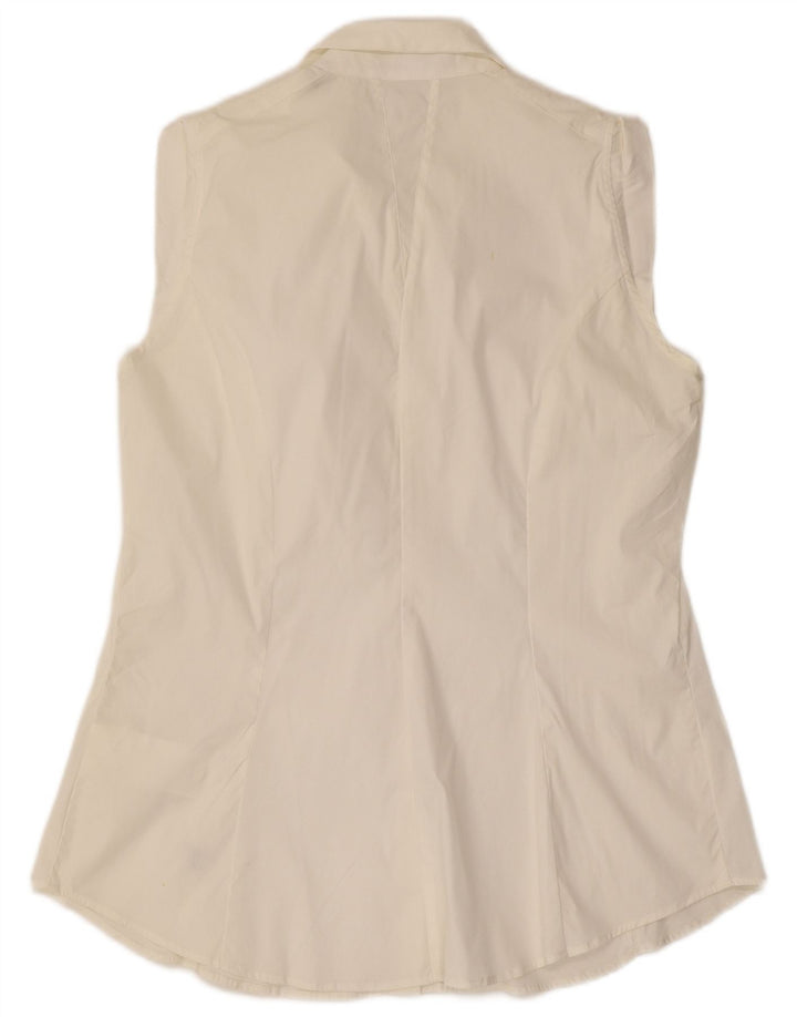 TRUSSARDI Womens Sleeveless Shirt UK 18 XL White Cotton