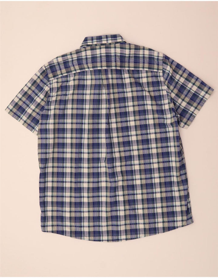 EDDIE BAUER Mens Tall Short Sleeve Shirt XL Blue Check Nylon Vintage Eddie Bauer and Second-Hand Eddie Bauer from Messina Hembry 