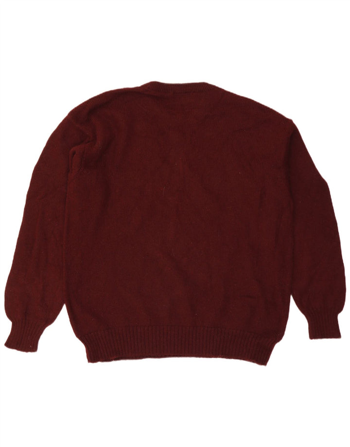 TRUSSARDI Mens Crew Neck Jumper Sweater 2XL Maroon Wool