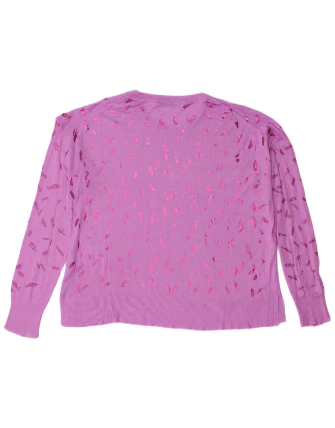 Zara Womens Abstract Pattern Crew Neck Jumper Sweater UK 14 Medium Pink