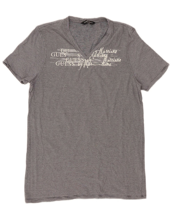 Guess By Marciano Womens Graphic T-Shirt Top UK 14 Large Grey Striped