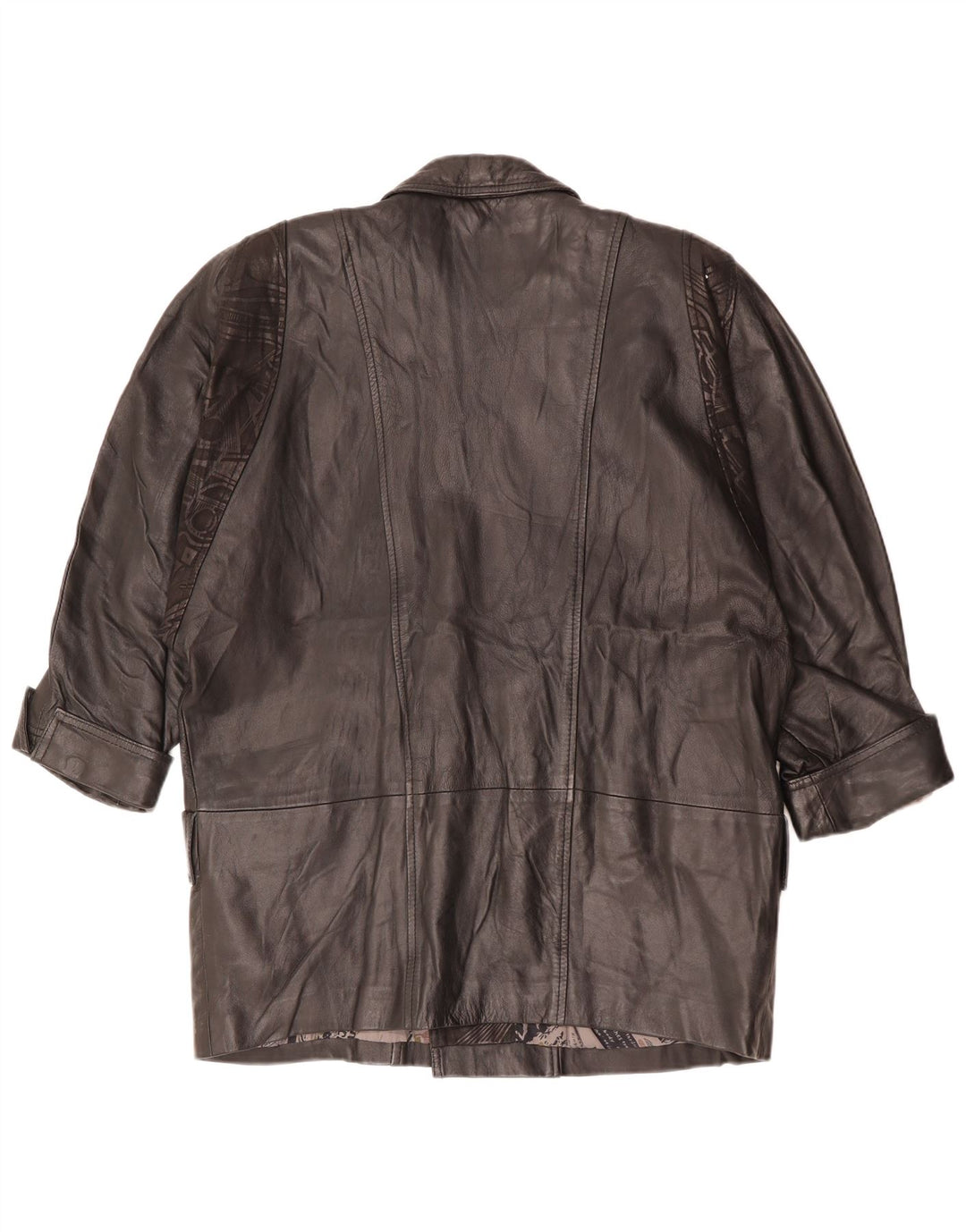 Vintage Womens Double Breasted Oversized Leather Jacket EU 40 Medium Black