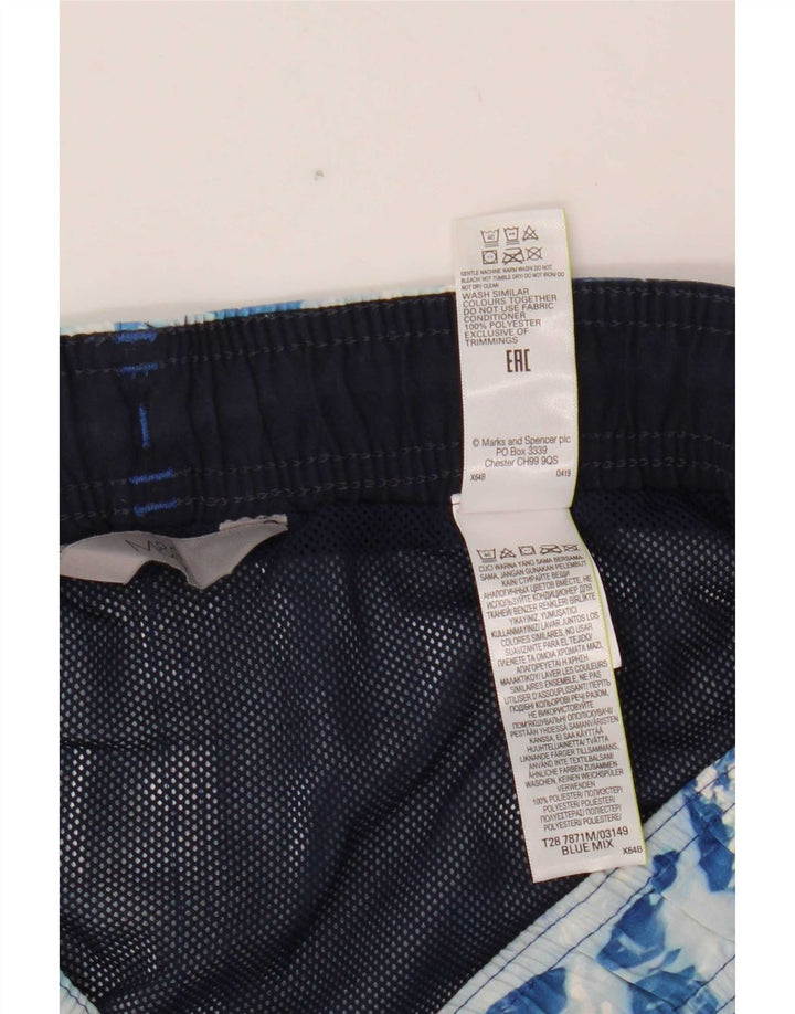 Marks & Spencer Mens Abstract Pattern Swimming Shorts Large Blue Polyester