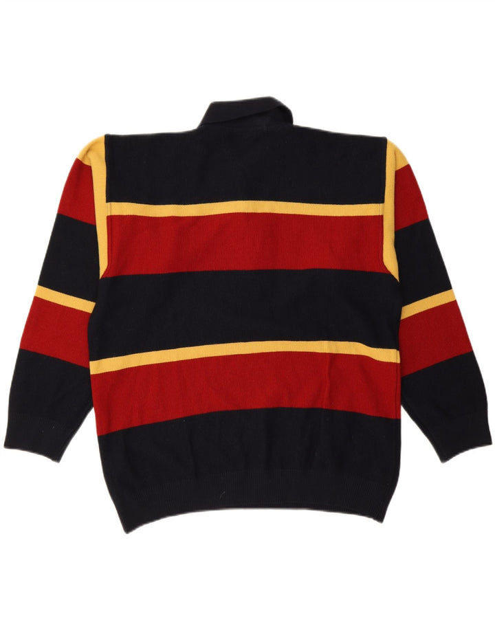 Navigare Mens Polo Neck Jumper Sweater Medium Multicoloured Striped Wool