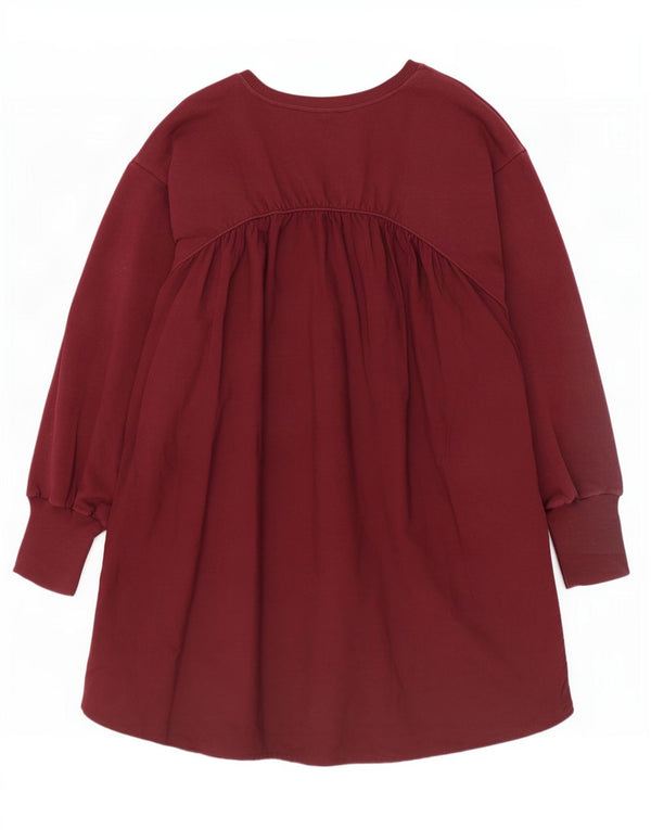 Zara Womens Sweatshirt Jumper Dress UK 14 Large Burgundy Cotton
