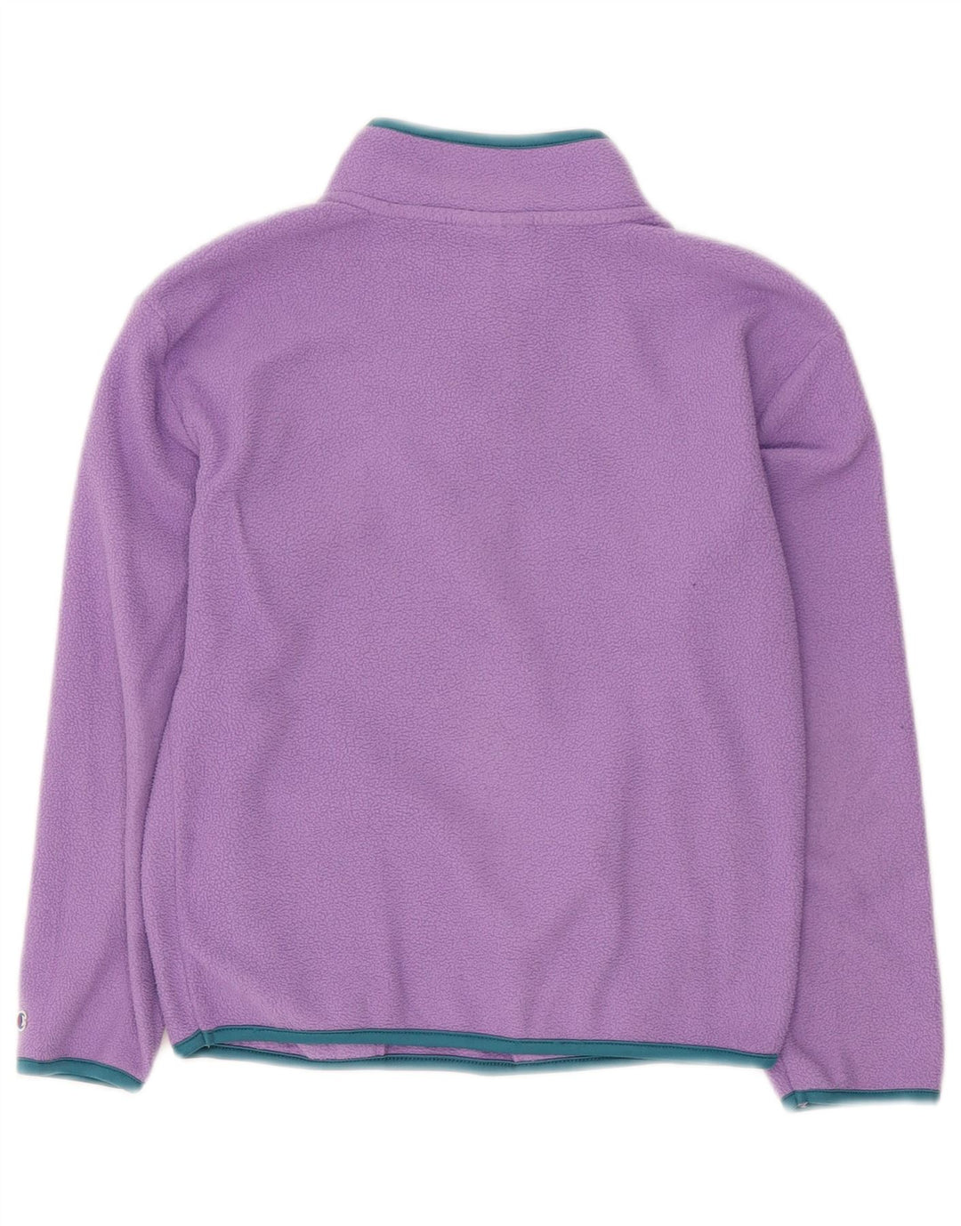 CHAMPION Girls Zip Neck Fleece Jumper 10-11 Years Medium Purple Polyester