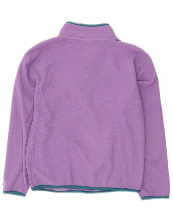 CHAMPION Girls Zip Neck Fleece Jumper 10-11 Years Medium Purple Polyester