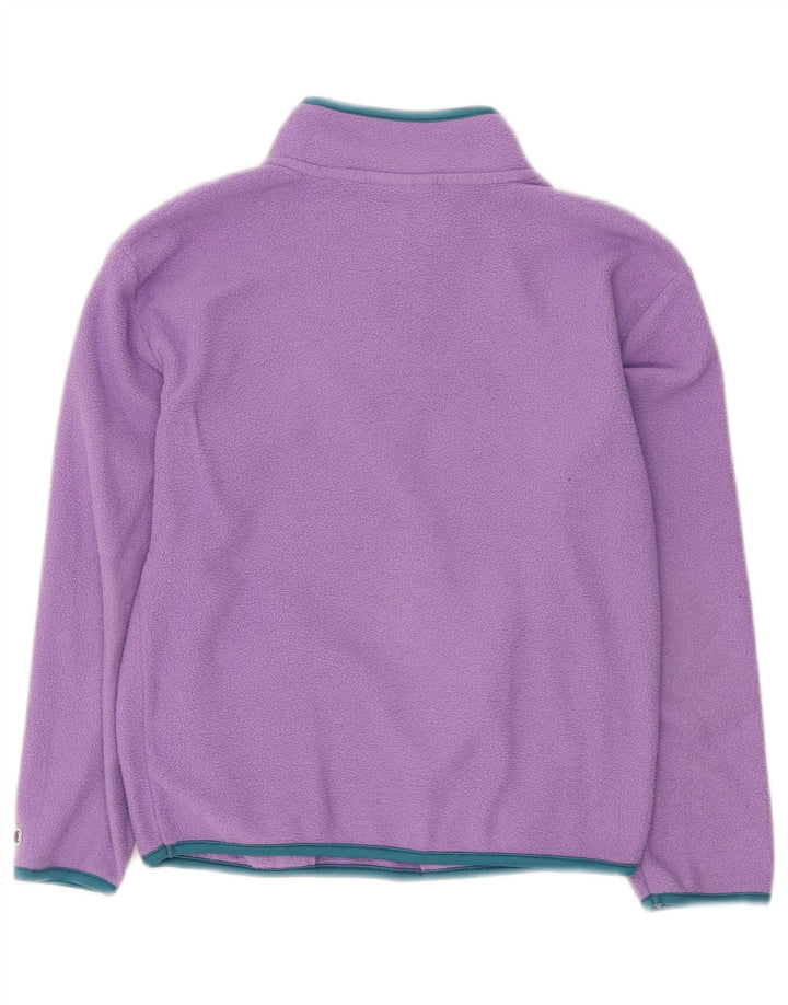 CHAMPION Girls Zip Neck Fleece Jumper 10-11 Years Medium Purple Polyester
