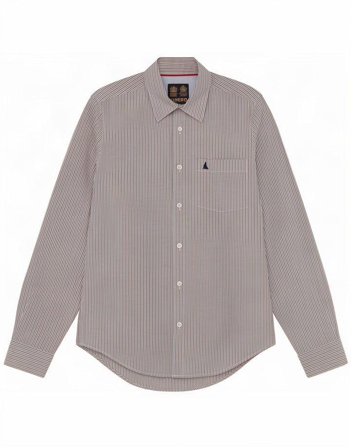Musto Mens Shirt Small Beige Pinstripe
