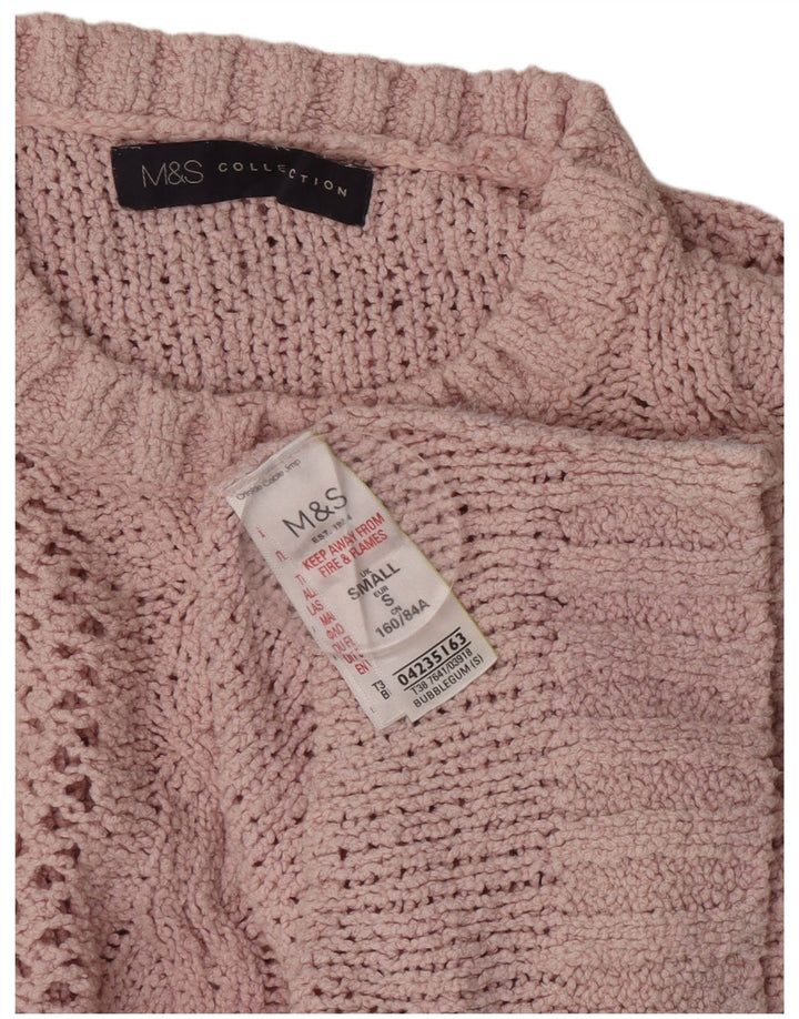Marks & Spencer Womens Oversized Crew Neck Jumper Sweater UK 10 Small Pink