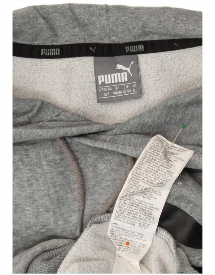 Puma Mens Graphic Hoodie Jumper Small Grey Flecked Cotton