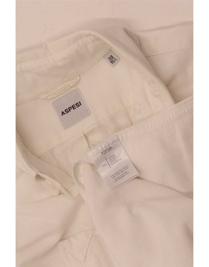Aspesi Mens Shirt Size 39 15 1/2 Medium White Cotton