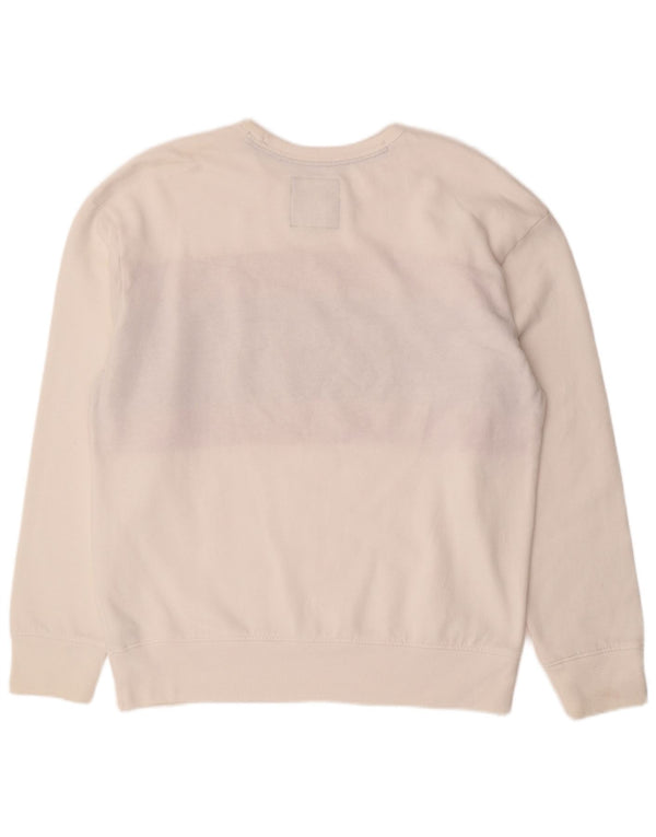 Hollister Mens Graphic Sweatshirt Jumper Large White Colourblock Cotton