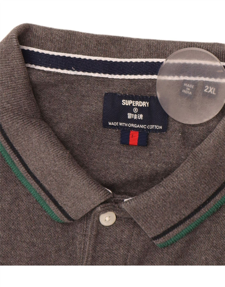 Superdry Mens Polo Shirt 2XL Grey Cotton
