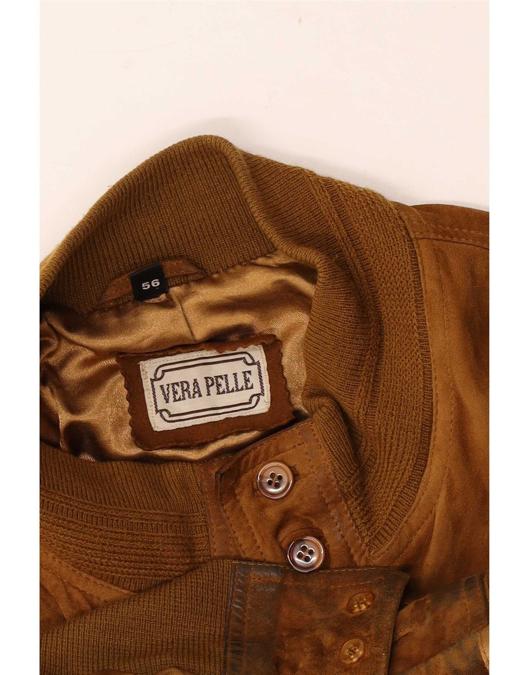 Vintage Mens Suede Bomber Jacket IT 56 2XL Beige Leather