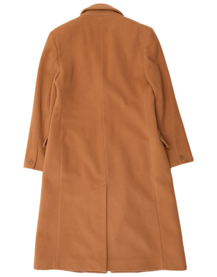 LAURA ASHLEY Womens Overcoat UK 14 Large Brown Virgin Wool