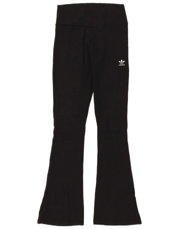 Adidas Womens Flare Tracksuit Trousers UK 12/14 Medium  Black Cotton