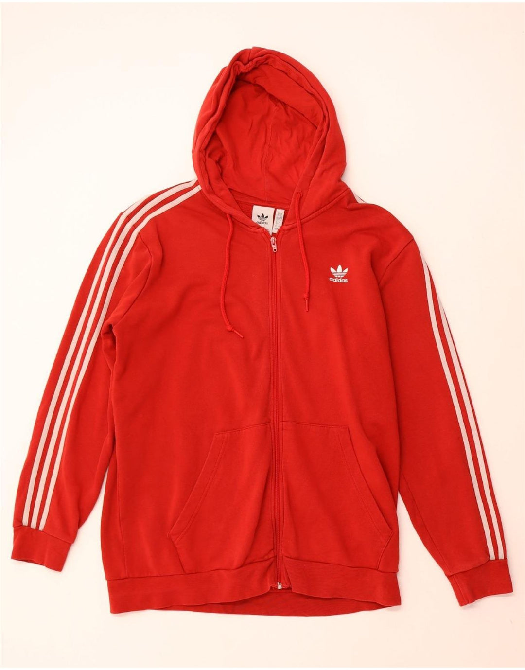 ADIDAS Mens Zip Hoodie Sweater XL Red Cotton